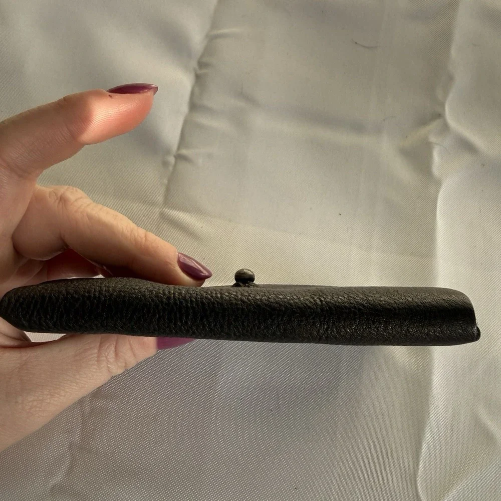 Free People Pulito Mini Wallet Leather Handmade Bi-Fold Pouch Black